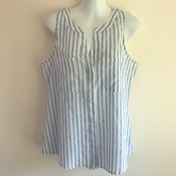 Sanctuary Tops - Sanctuary Blue & White Sheer Button Down Top/Blouse